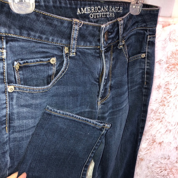 American Eagle Straight Leg Stretch Jeans sz 4 Dark Wash - Picture 1 of 6